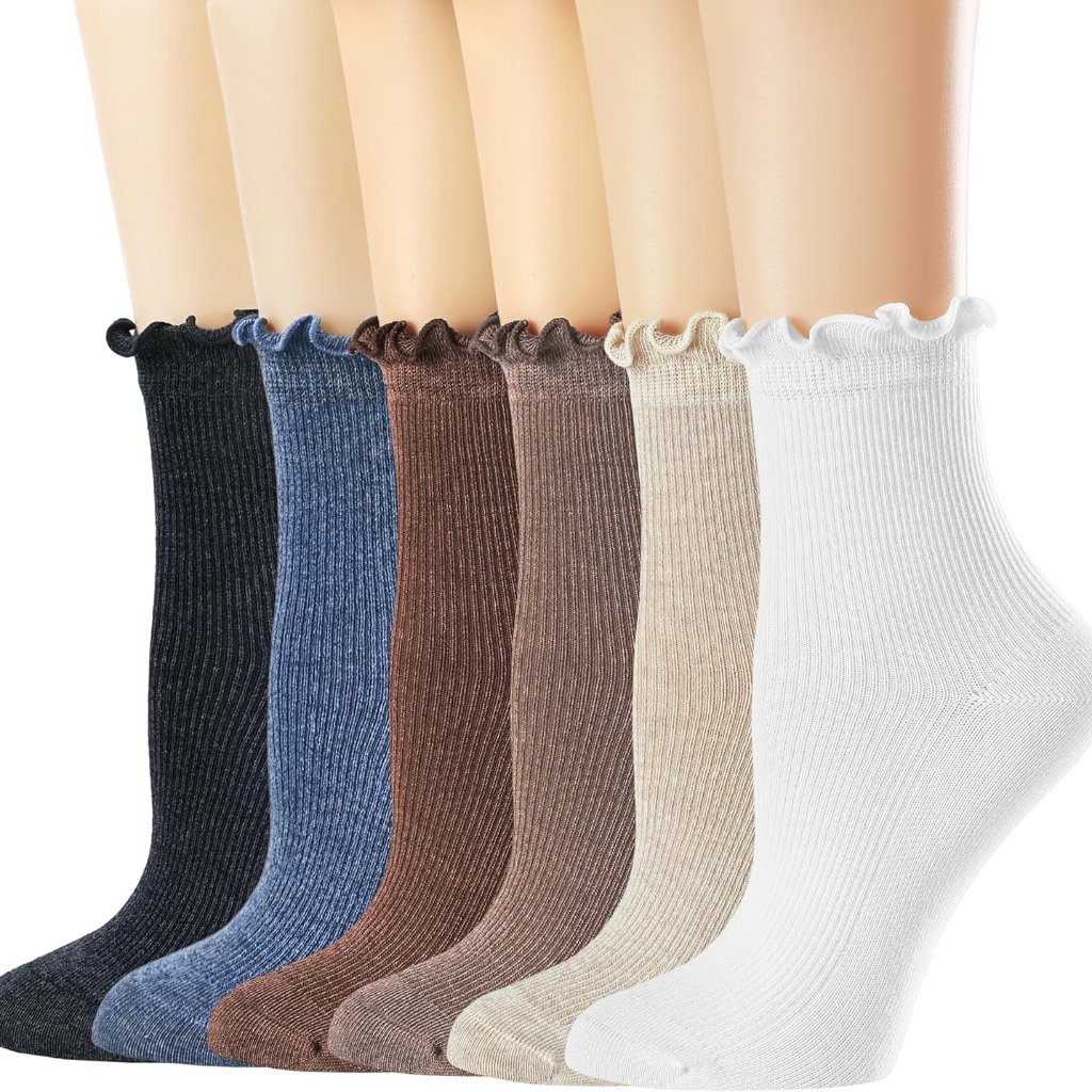 Mcool Mary Womens Crew Socks Ruffle White Casual Cotton Frilly Breathable Cute K